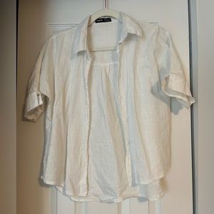 SHEIN White Short Sleeve Button Up Top